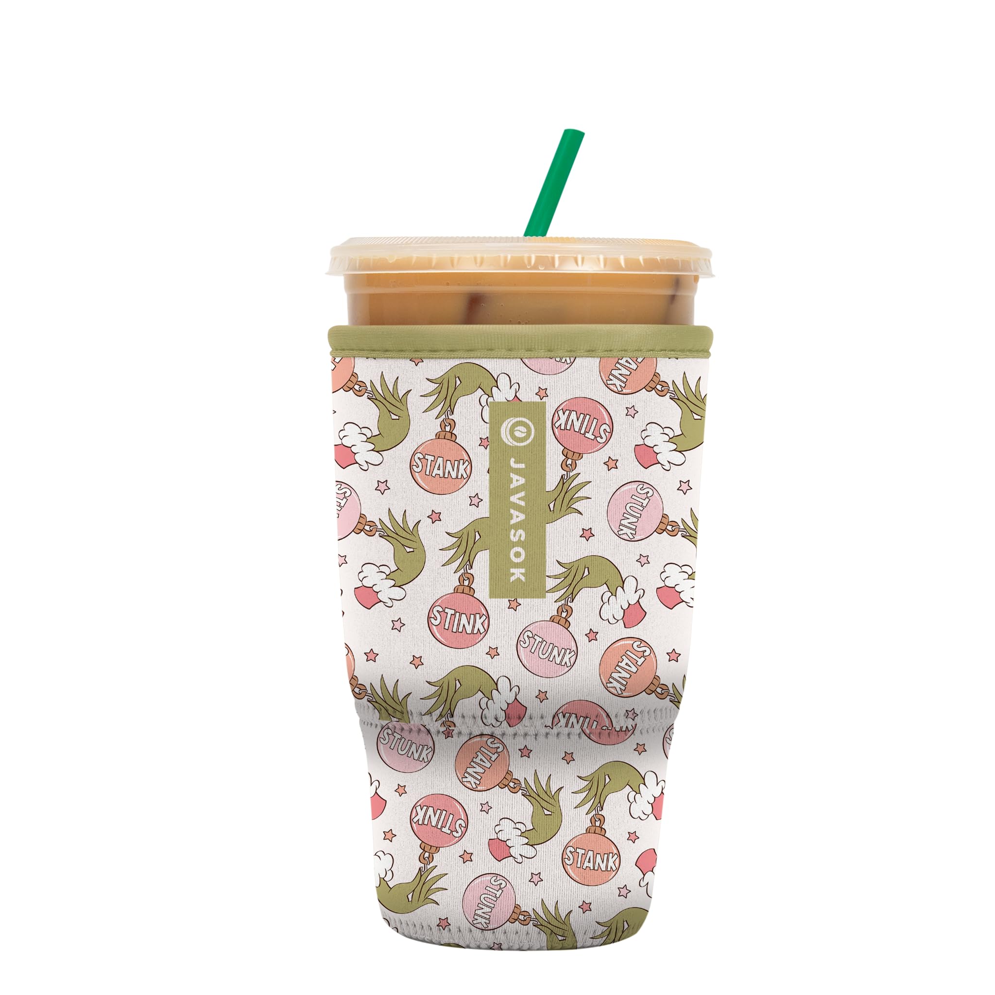 Sok It JavaSok Iced Coffee &amp; Cold Soda Insulated Neoprene Cup Sleeve (Jingle Smells, Large: 30-32oz)