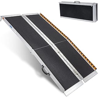 5FT KOLO Foldable Wheelchair Ramp, 60" L x 31.3" W, 800 lbs Capacity, Non-Skid Portable Ramps for Steps, Lightweight with Handle, for Wheelchairs Scooters to Home Steps Stairs Doorways
