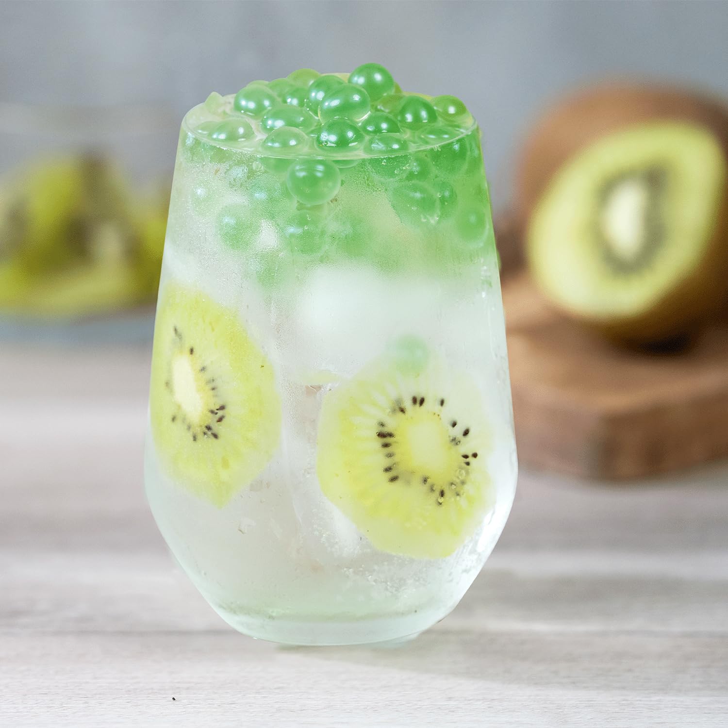 Tea Zone [1 Pound - 12 Packs] Kiwi Popping Pearls, Bursting Pearls for Teas, Shakes, Smoothies, and Dessert Toppings | Sold by Case