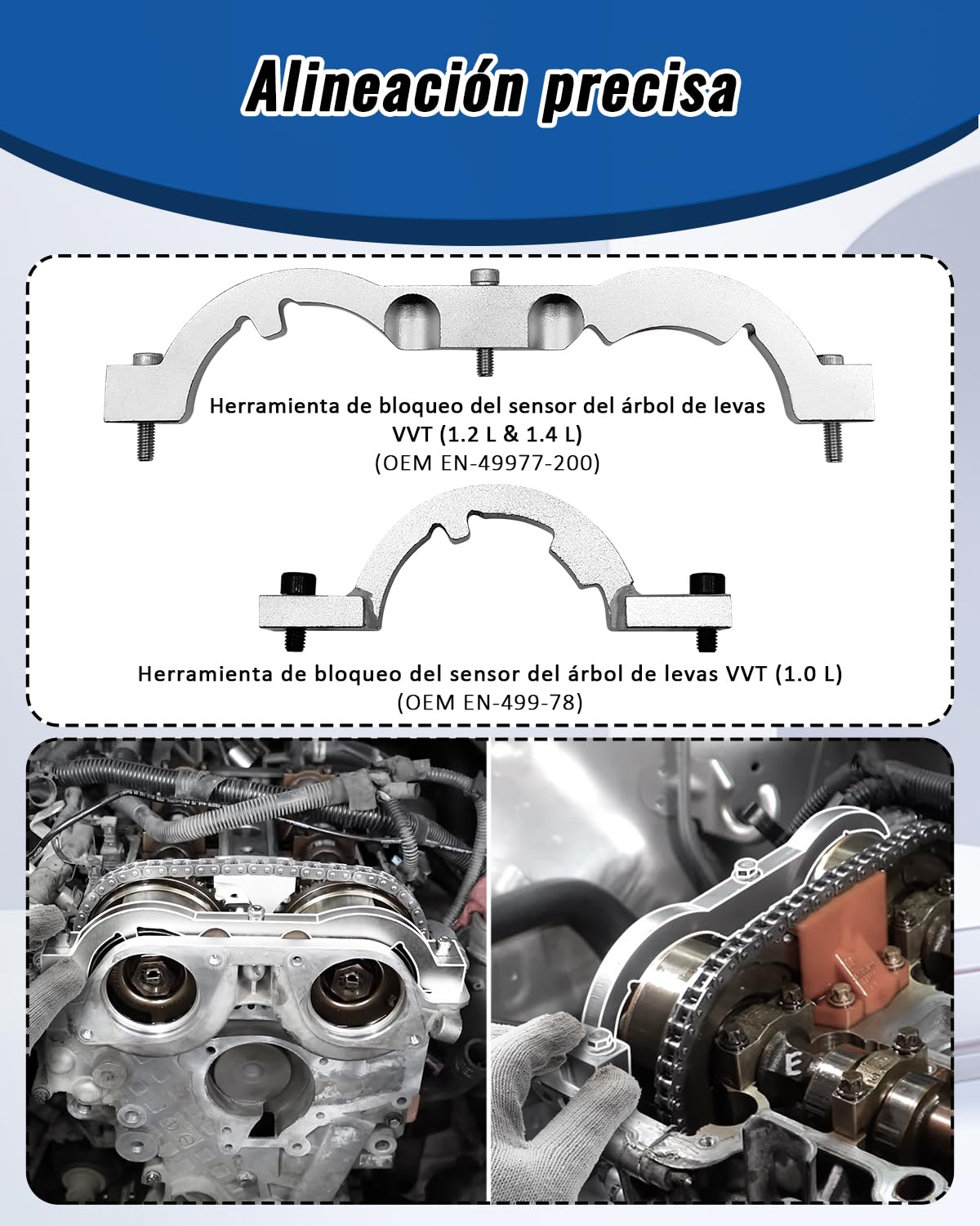 Kit Calado distribucion del Motor, Herramientas de Bloqueo árbol de levas compatibles con Chevrolet Opel Vauxhall 1.2, 1.4, reemplaza OEM EN-49977-100, EN-49977-200, EN-499-78, EN-953-A