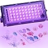 Feghezja Luz UV para resina, luz negra UV portátil, lámpara de curado UV rápida de 50W para impresora 3D, suministros para hacer joyería con resina UV, manualidades DIY, fiesta de brillo, póster fluorescente, Halloween, pintura corporal 1