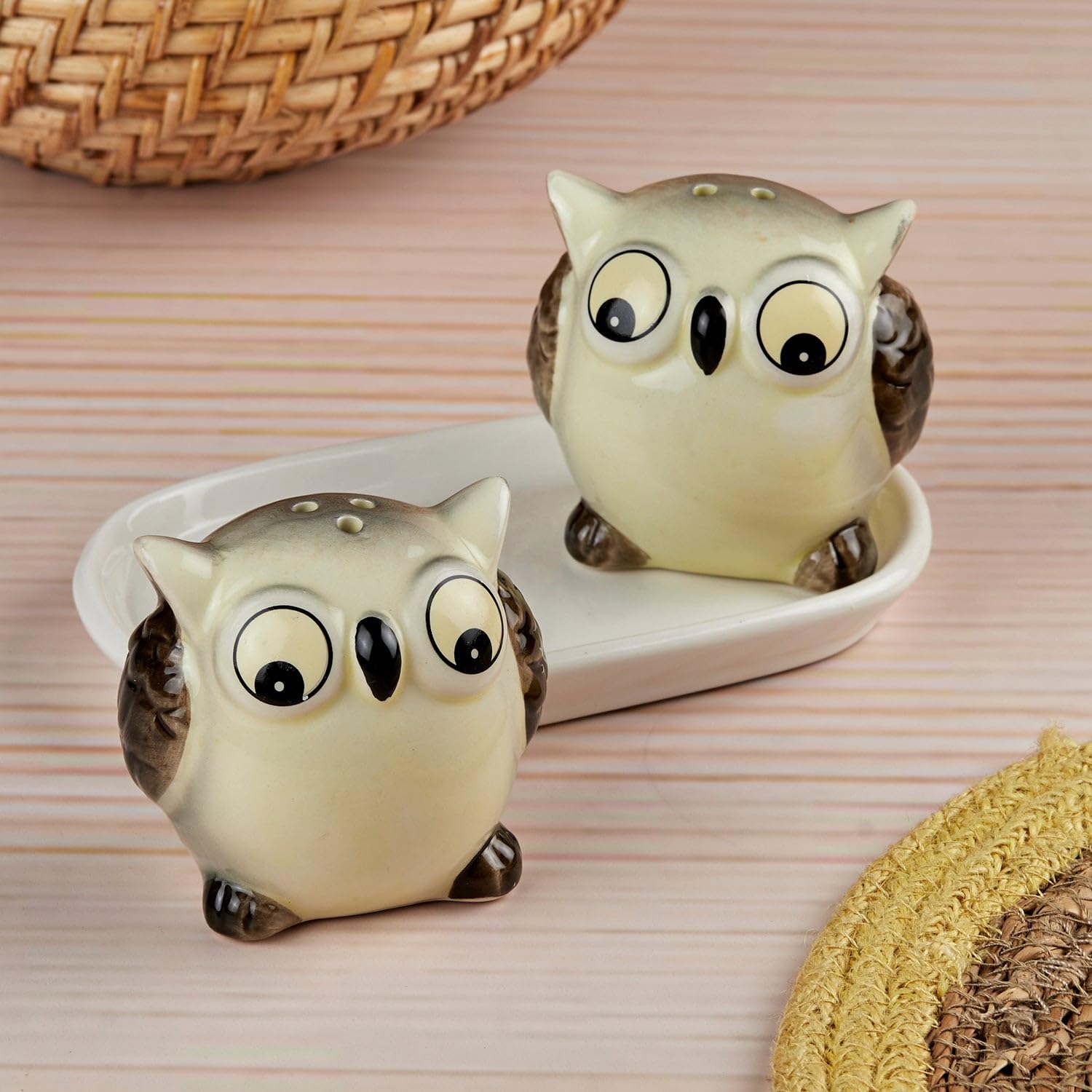 Kookee Ceramic Salt Pepper Set with Tray for Dining Table | Multicolor (10286) — Amazon image 9