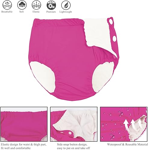 Miniatura 5 de UTTPLL Pañales de natación reutilizables lavables para bebés, pañales de natación ajustables lavables para piscina, pañales de natación unisex para