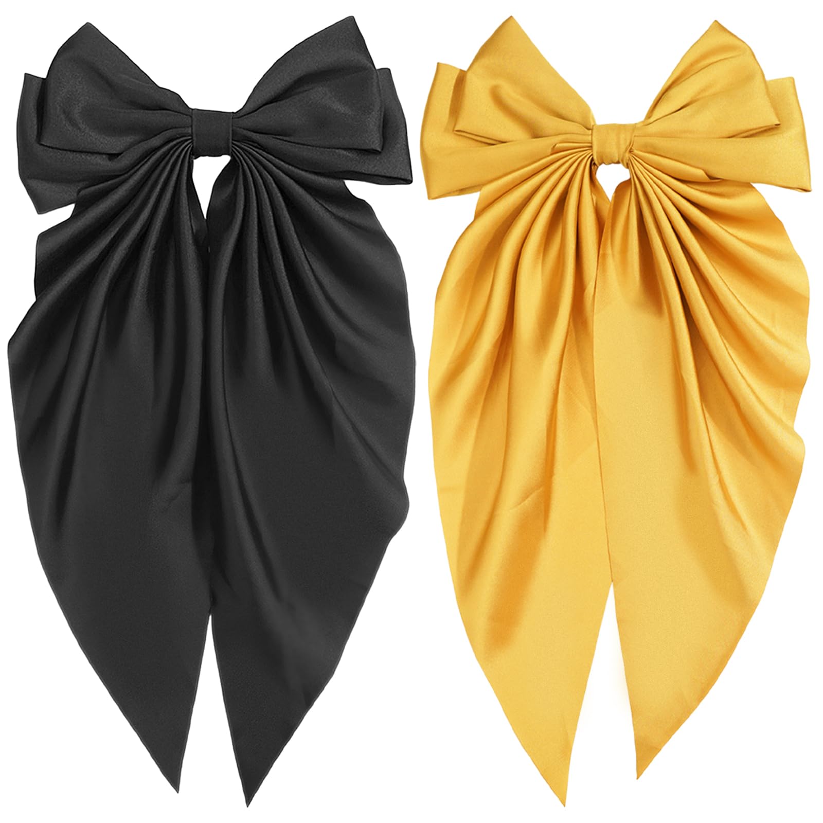 Baluue Haarschleifen-Spange Mit Schleife – Gelb, Aus Satin/Spitze, Für Frauen & Mädchen, 2 Stück