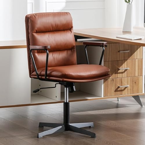 Okeysen Desk Chair No Wheels, Modern Office Chair with Wooden