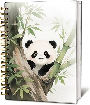 LIANGW Cute Panda Spiral Notebook Journal,Wild Animal Journal for Writing