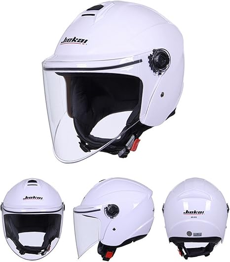 Amazon Satomiatsumi バイクヘルメット メンズジェットヘルメット 超人気 Jiekai Bike Helmet ハーフェイス ヘルメット システムヘルメット レディース保護帽 シングルシールド5色選択可能 Jk519 白 ジェット 車 バイク