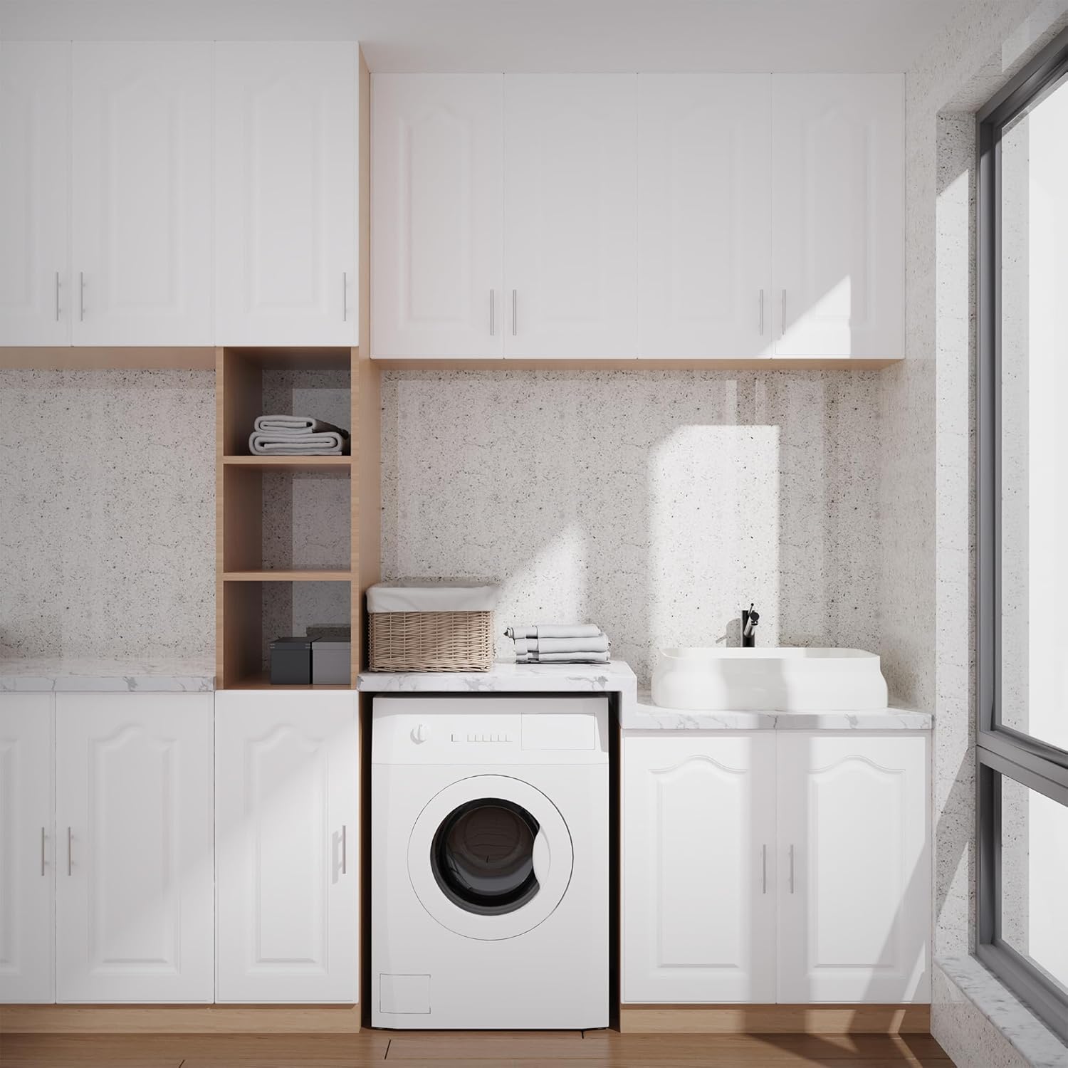 Built-in Cabinet Doors - Semicircular Cabinet Replacement Doors for Kitchen, Living Room, Bedroom, Bathroom and Other Scenarios - 22.5 Inch High (White, 13.25 Inches Wide)