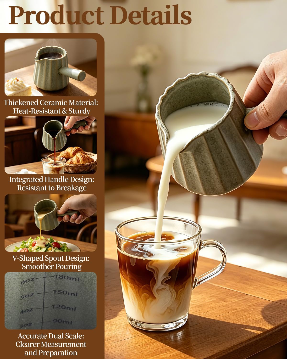 2PCS Ceramic Espresso Cups, Espresso Accessories - 6 OZ/200 ML Espresso Cup