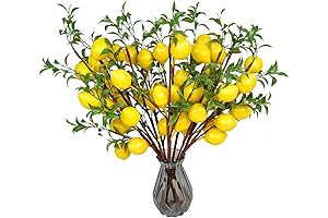VIERENA Artificial Lemons Branch Decor - 6 Vibrant Fake Lemons for Festive Home Decor