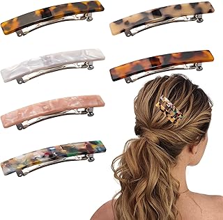 Fumwase 6PCS Hair Barrettes for Women Shell Hair Clip Hair Accessories Barrettes for Thick Thin Long Short Hair (Deep tortoiseshells + Tortoiseshell + Light tortoiseshell + Pattern + White + Toffee)