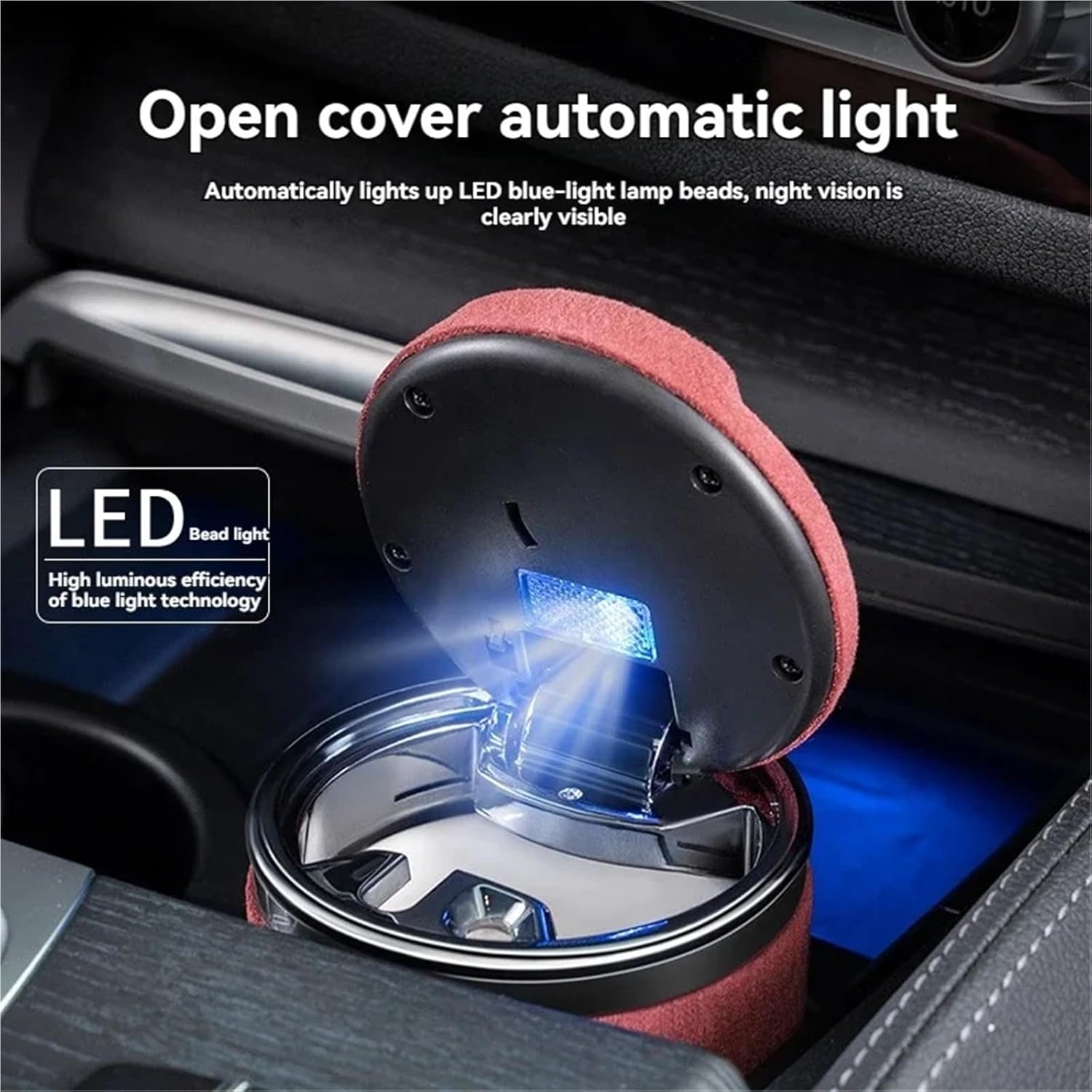 Car Suede Ashtray With Blue-Ray LED Light Creative Ceramic Cigarette Holder With Logo Compatible With Zeekr Accessories(Green-A)