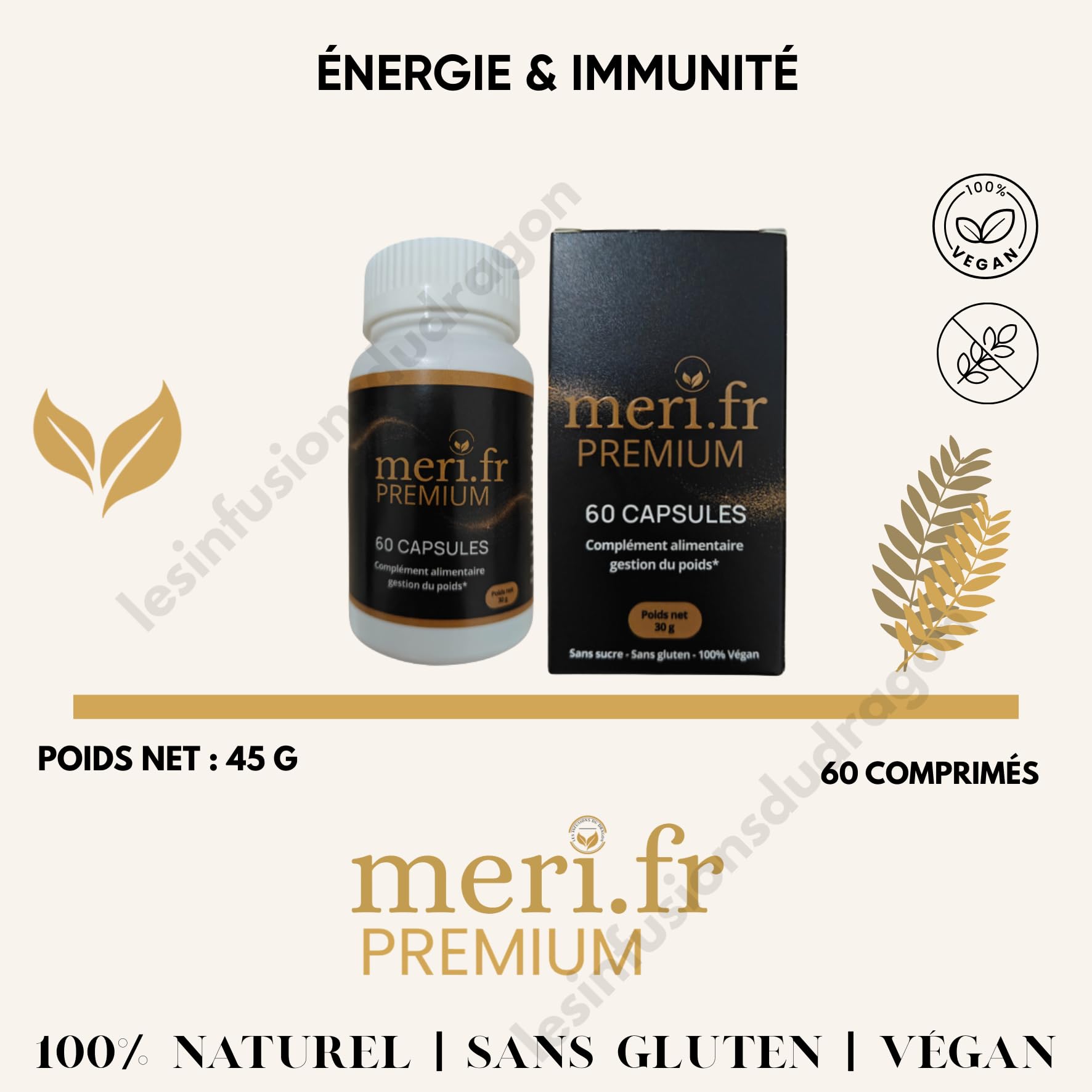 Meri.fr PREMIUM – Nouvelle Formule Efficace à la L-Carnitine | 60 Gélules Naturelles | Aide au Contrôle de l’Appétit & Métabolisme des Graisses | Expédié depuis la France