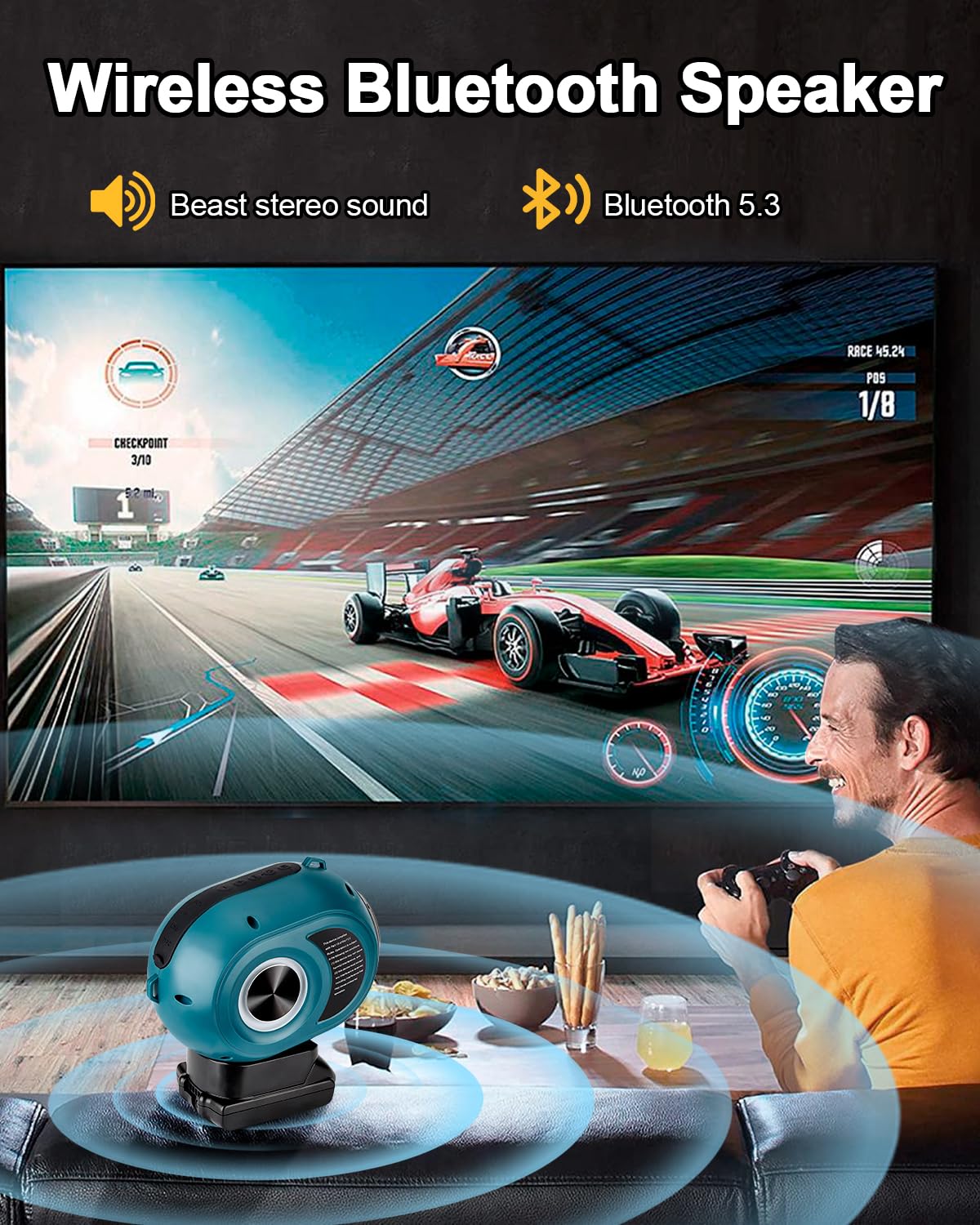 Adisipsoarin Altavoz Bluetooth para batería Makita LXT de 18 V, altavoz inalámbrico con sonido HD, emparejamiento TWS, Bluetooth 5.3, para lugares de trabajo/hogar/fiesta/al aire libre/playa/regalo