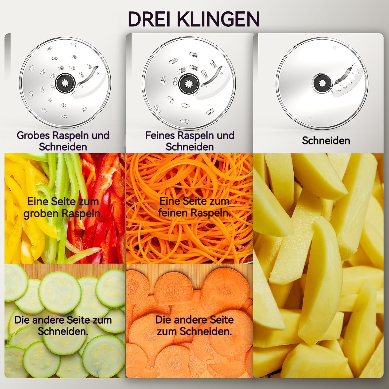 FIMEI Küchenmaschine 1300W, 3 Geschwindigkeiten und Impulsfunktion, 3,5L Zerkleinerer, 1,5L Mixer, Mühle, Zitruspresse, Teighaken, Schneebesen, Reibe, Wendescheibe, Food Processor