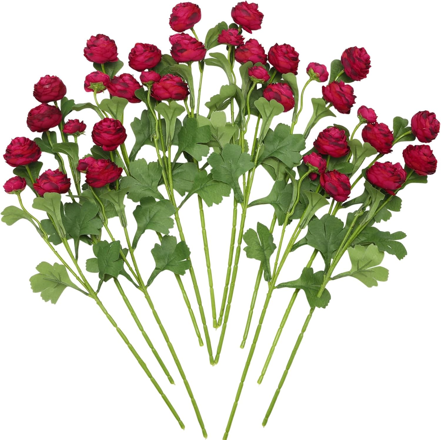 Tigeen 36 Heads Ranunculus Artificial Flowers Fake Silk Mini Ranunculus Flowers Bulk for Wedding Centerpieces Arrangements Bridal Shower Decor(Burgundy)