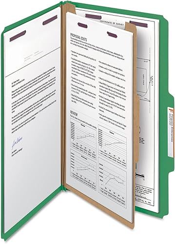 Miniatura 7 de Smead 18733 Carpetas de clasificación de cartón prensado legal de cuatro secciones verde 10/caja (SMD18733)