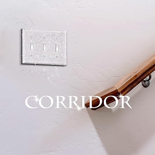 Miniatura 4 de 2 piezas de diamantes de imitación de cristal para cubierta de interruptor de luz, placa de pared brillante brillante para placa de pared decorativa