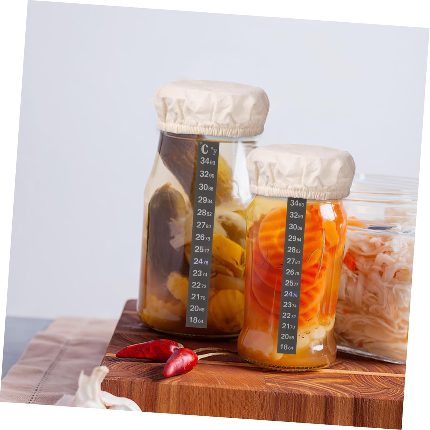 SHOWERORO Sourdough Starter Jar Accessory Kit with Cloth Covers Thermometer Stickers and Date Bands for Optimal Fermentation Home Baking Enthusiasts