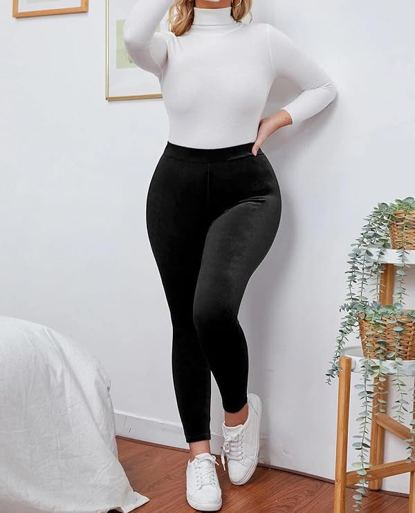 Kedera Women's High Waist Velvet Leggings Velvet Warm Yoga Pants Buttery Soft Leggings Black by Kedera - Used condition - Image 3