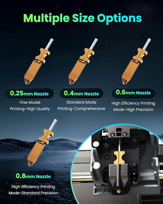 Official Original Flashforge AD5X 0.8mm High Hardness Nozzle Assembly | 30s Quick Release,32mm/s Large Flow,300C Max Temp,High Precision,Stable Printing,Design for AD5X 3D Printer