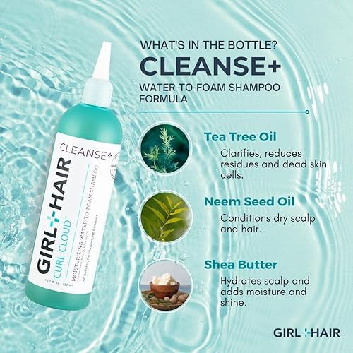 Miniatura 3 de GIRL+HAIR Cleanse+ Champú sin sulfatos, hidratante y restaurador para cabello seco y dañado, trata y previene el cuero cabelludo seco y picazón