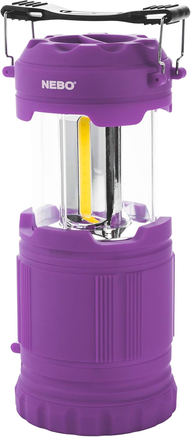 NEBO Poppy Lantern | 300 Lumen Latern and Spot Light, Dimmable, Rubberized Impact-Resistant Body, Adjustable Handle, Water-Resistant, Included 3X AA Batteries (Purple)
