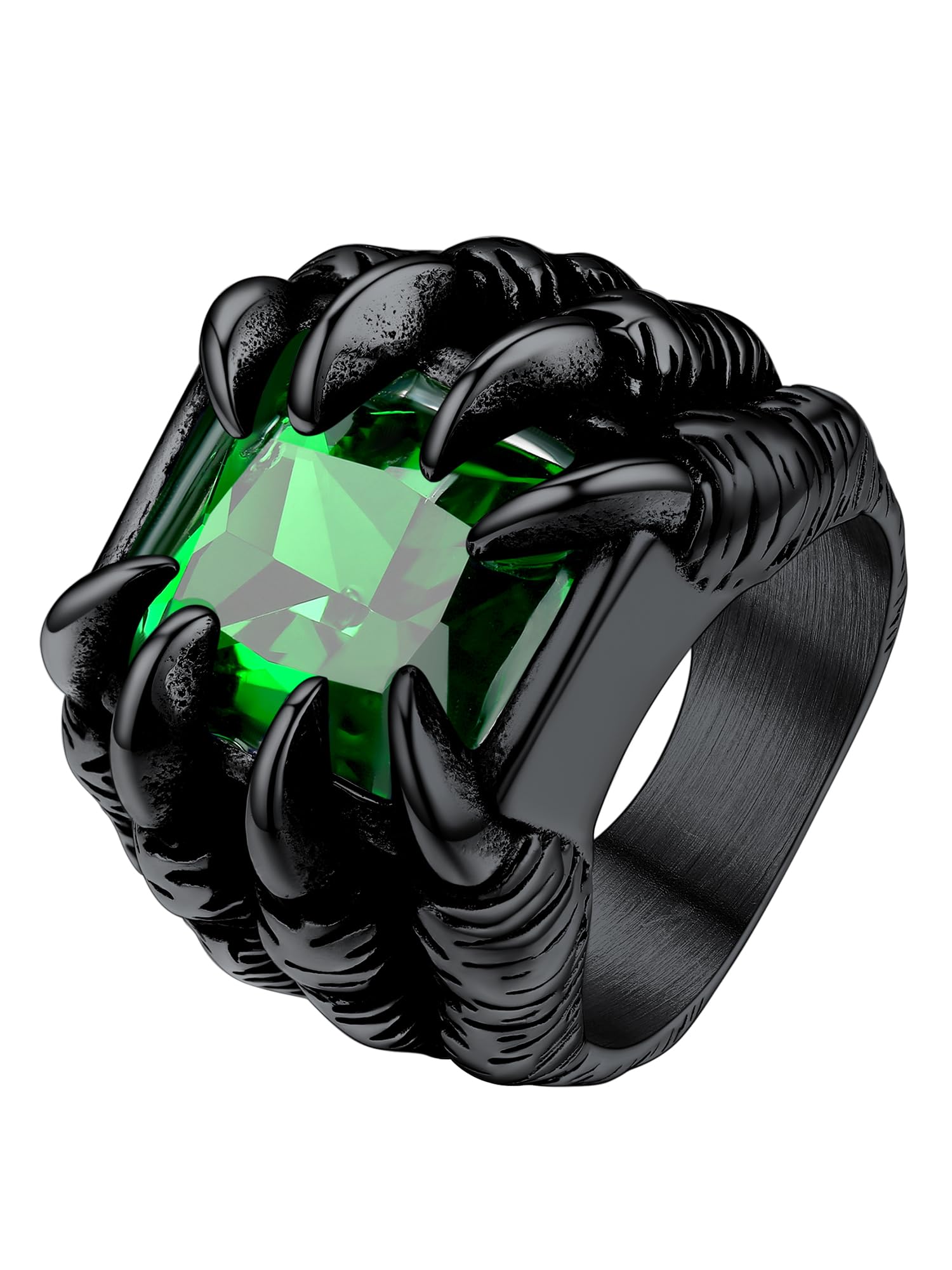 PROSTEEL Mens Gothic Biker Ring, 316L Stainless Steel Dragon Claw Eye Ring/Raven Skull Ring/Octopus Ring, Cool and Masculine, Size 7-14, Black/18K