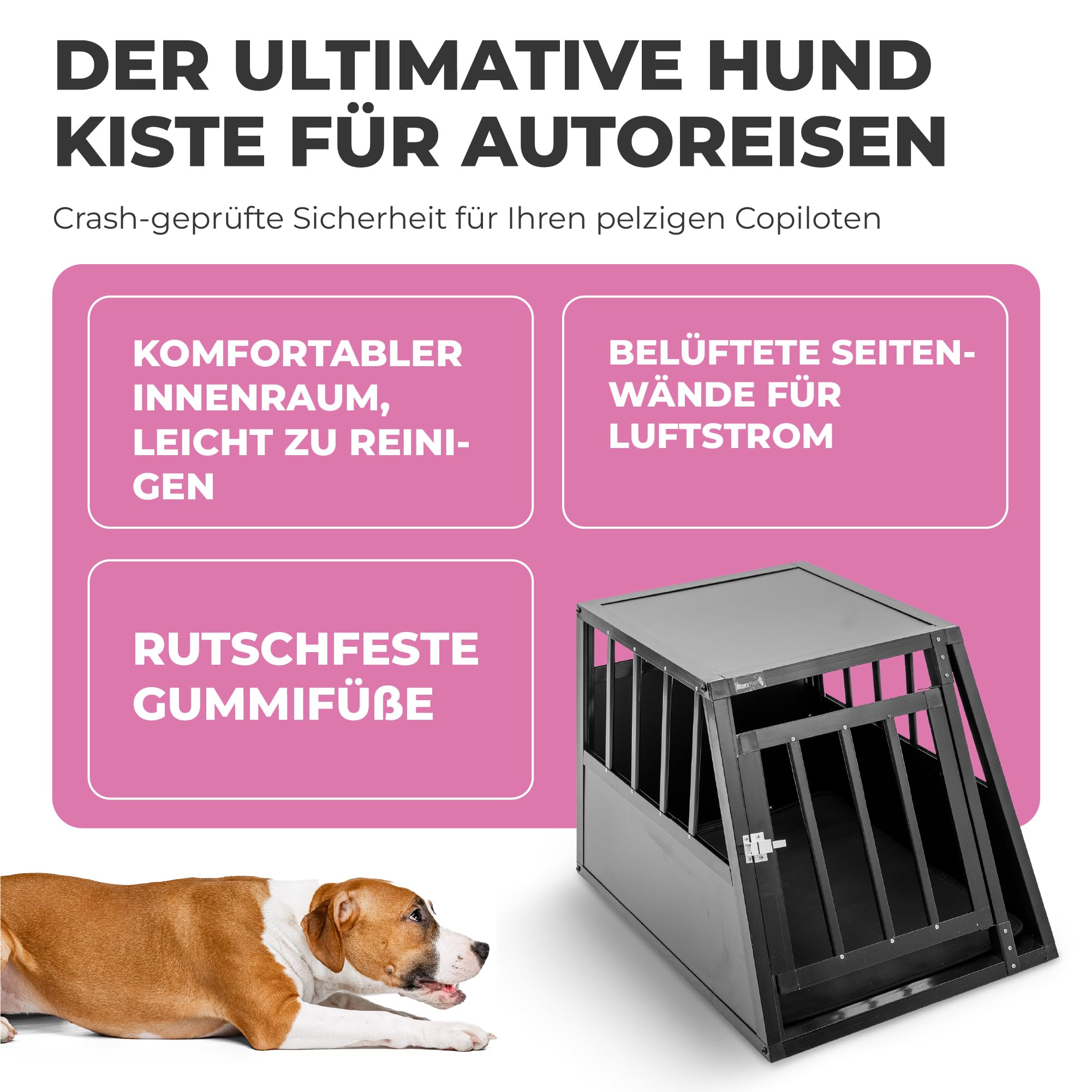 MaxxPet Hundebox Auto Faltbar - 1 Tür - Transportbox Katze & Hund - Hundetransportbox Auto - Hundetragetasche - Reise & Transport für Hunde - 54x69x50 cm