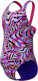 Traje de baño digital Allover Leaderback para niñas, color rosa