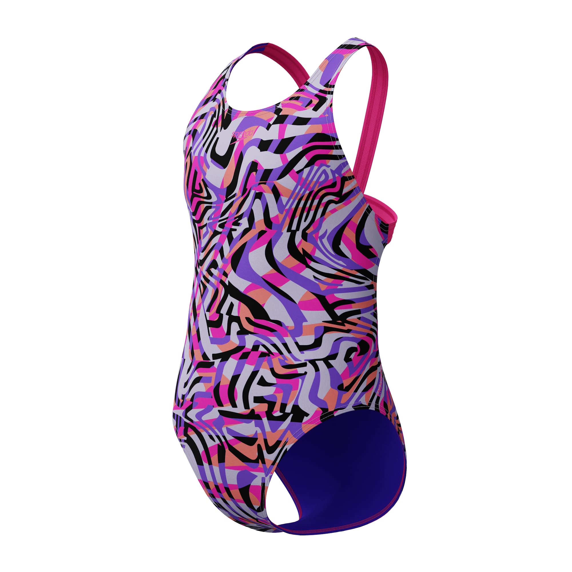 Speedo Girls Digital Allover Leaderback Swimsuit Swimming Costume Pink Size 13-14 Years
