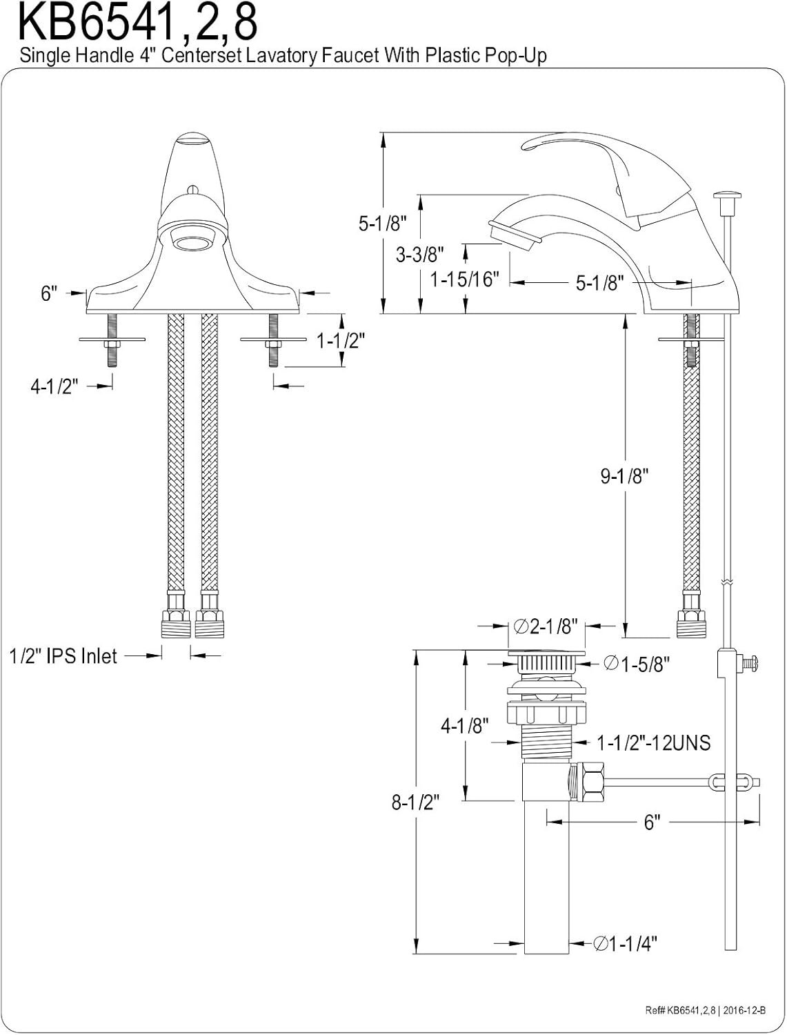 Kingston Brass KB6541 Single-Handle 4 in. Centerset Bathroom Faucet, Polished Chrome