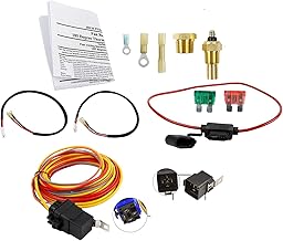 BLACKHORSE-RACING Kit de instalación de cableado de ventilador de refrigeración eléctrico dual de 185 grados en 165 apagad...