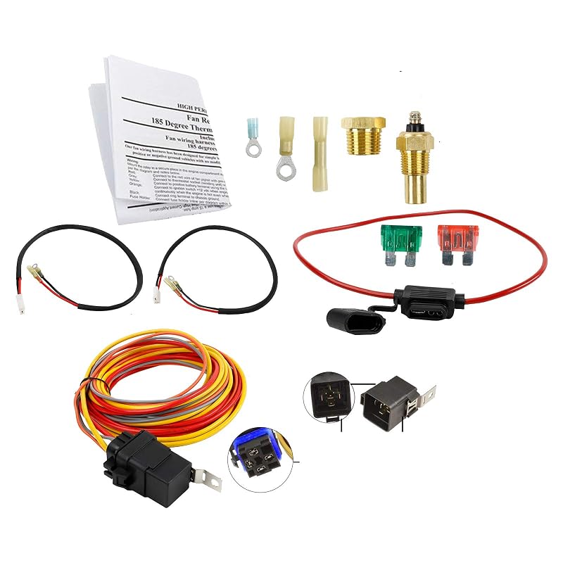 Kit de Instalação para Ventoinha Elétrica Dupla BLACKHORSE-RACING 12 V com Relé e Interruptor Termostático – 1 unidade