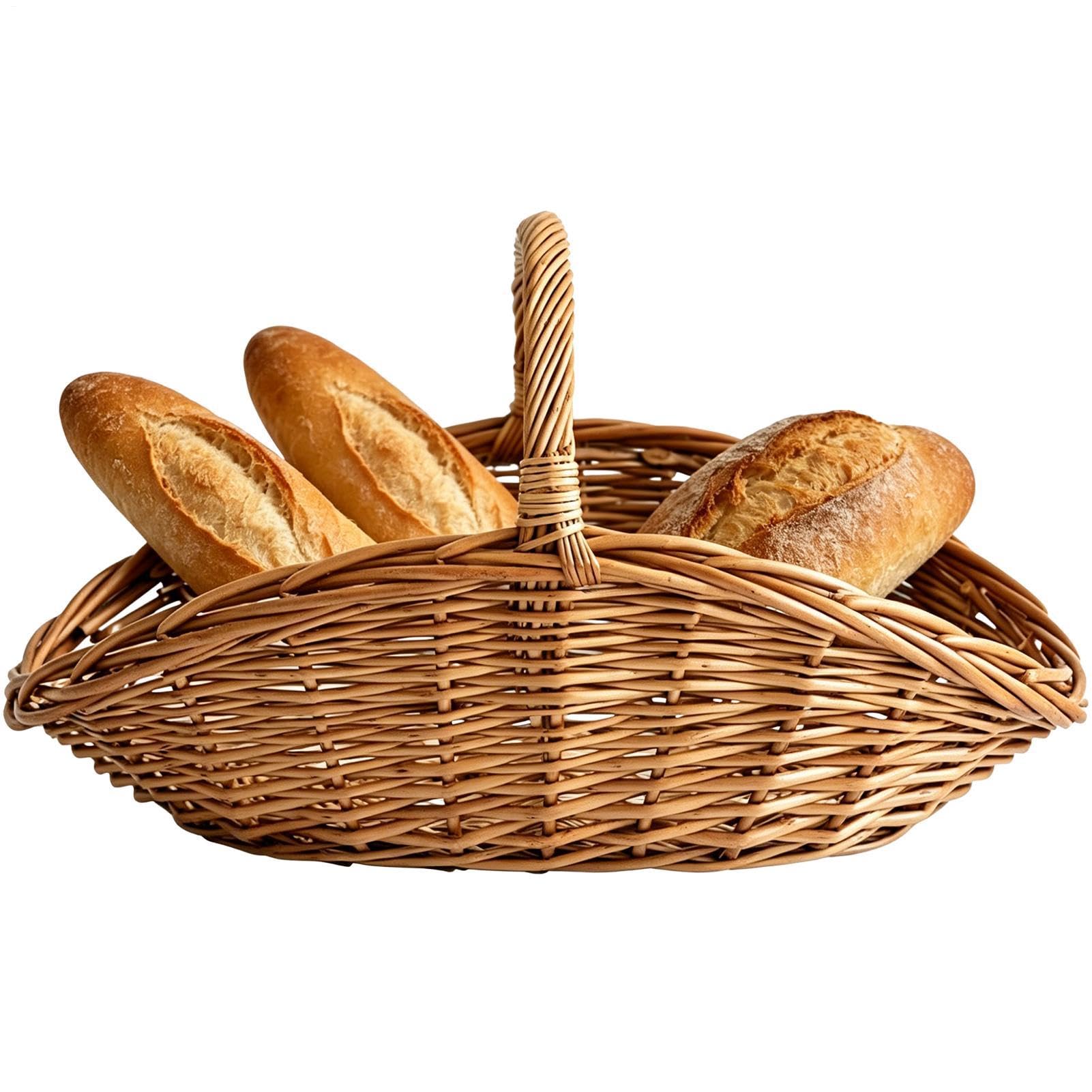 Cestino per il pane in , 37 x 23 x 6 cm, vassoio ovale in tessuto, con manico, grandi cestini da portata, per raccogliere verdure, fiori, bancone, decorazione, picnic, cucina, tavolo