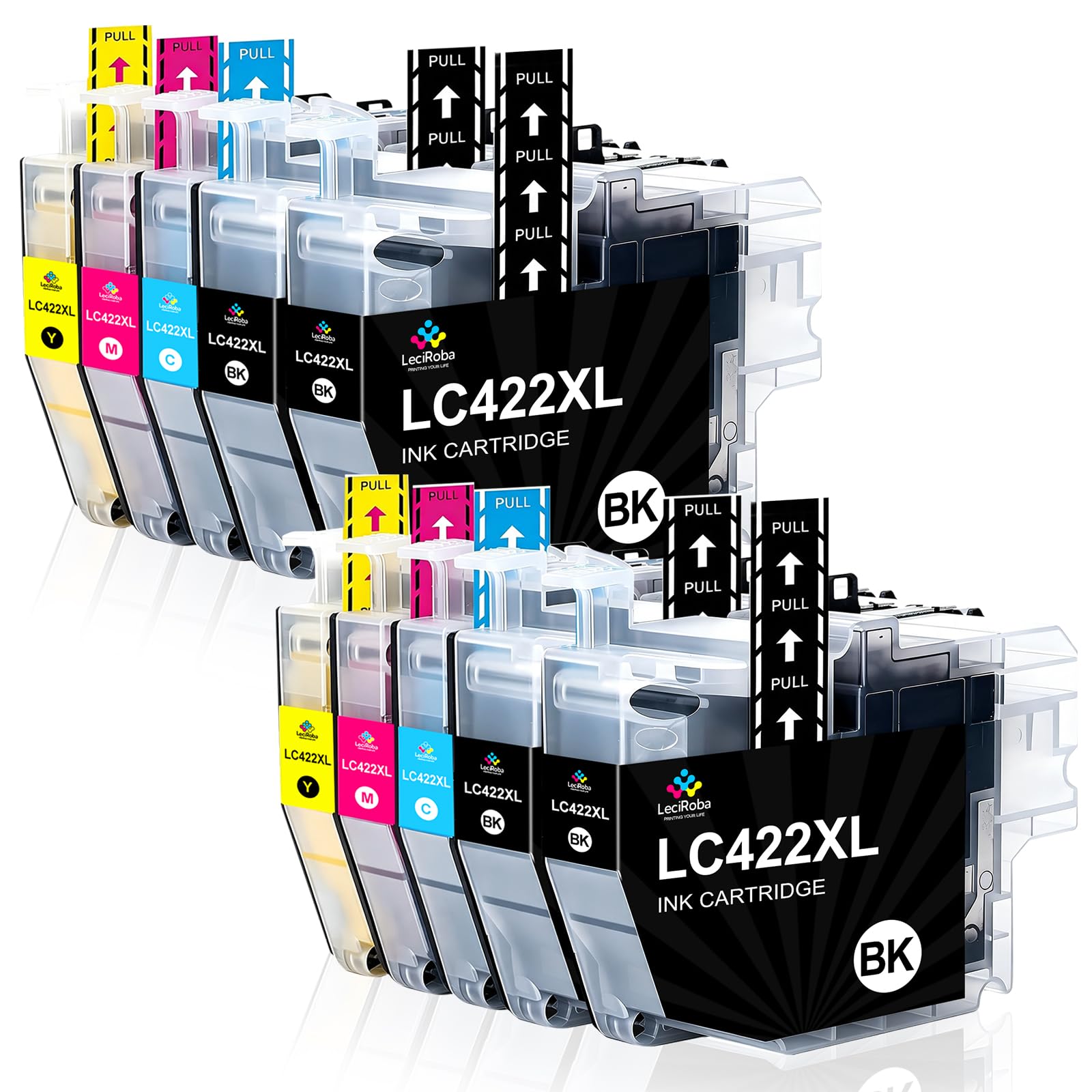 LeciRoba LC422XL wkłady atramentowe, wielopak, kompatybilne z Brother LC-422XLBK LC-422XLC LC-422XLM LC-422XLY, pasują do drukarki MFC-J5340DW J5345DW J5740DW J6540DW (10 szt.)
