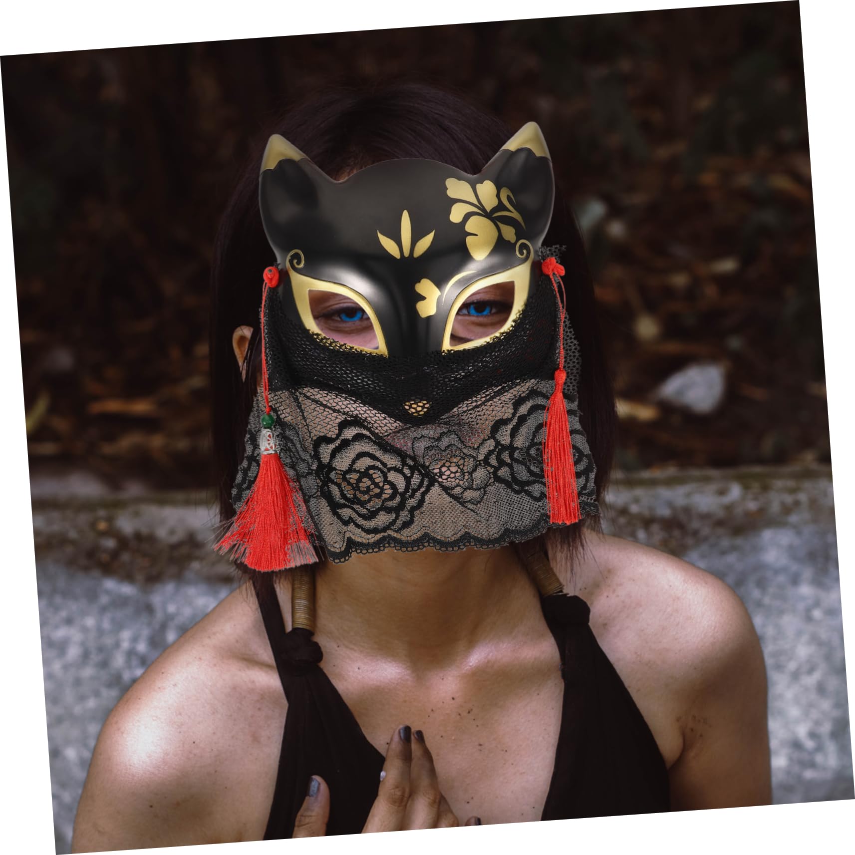 GOOHOCHY Fox Mask Delicate Lace Cat Face Half Mask for Masquerade Parties Reusable Party Accessories