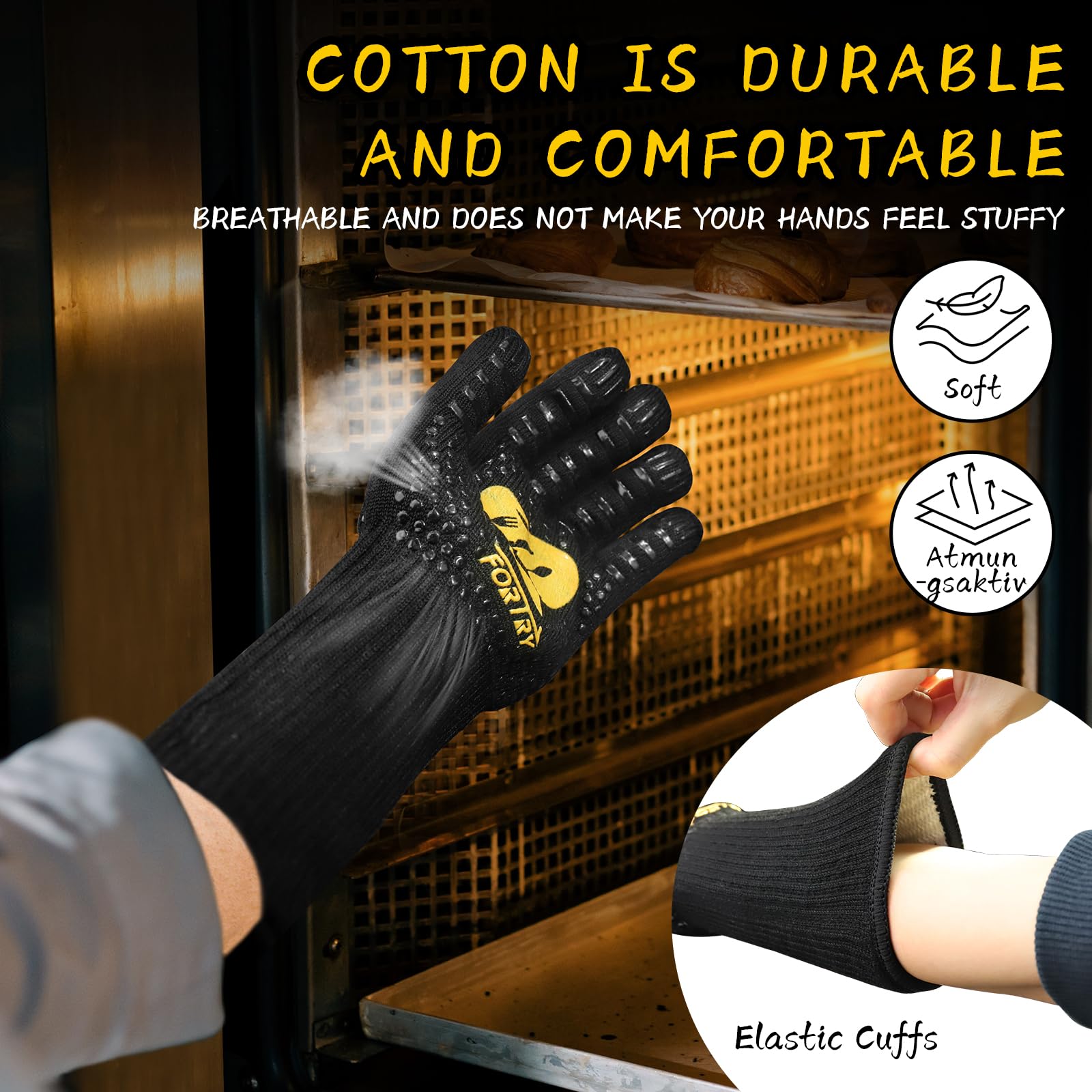 TTSTOIEE Guanti Barbecue da Forno Resistenza al Calore Fino a 800°C, Forno e BBQ Slip Resistente