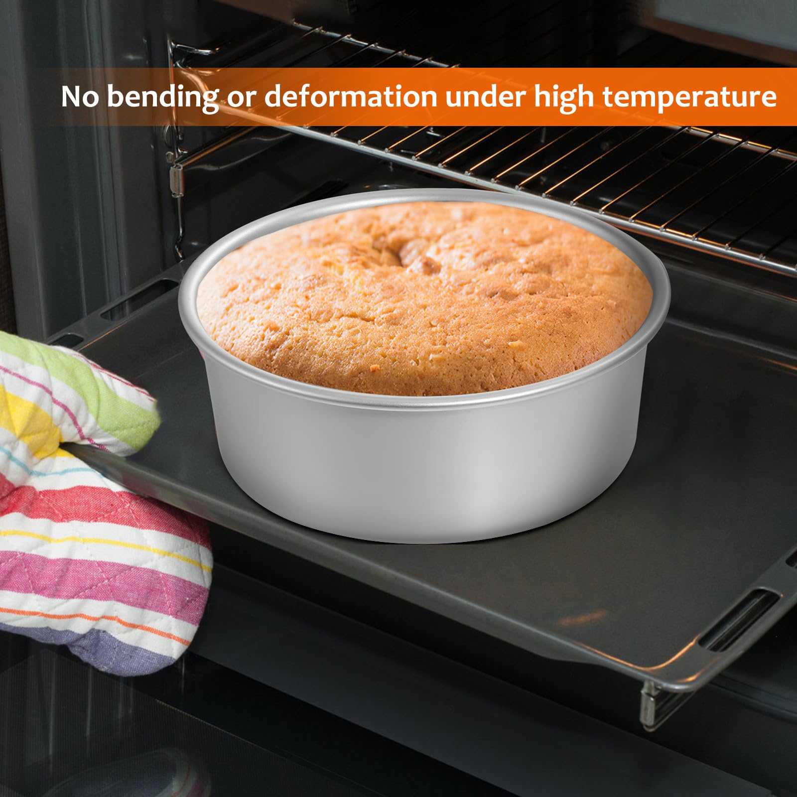 Housoutil Juego de 3 Moldes Redondos para Pasteles Base Fija Aluminio Alimentario Tamaños 10 CM 15 CM y 20 CM Antiadherentes para Hornear Utensilios de Repostería Hogar