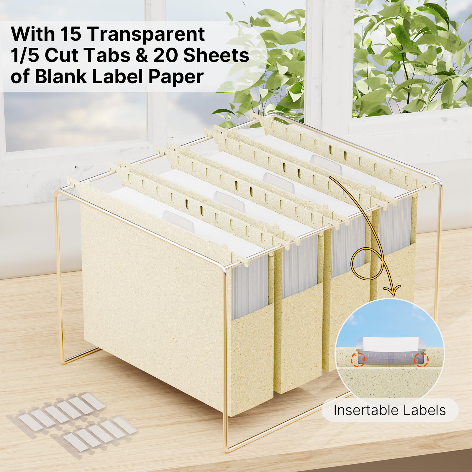 XINGIA Cartelline portadocumenti in plastica di paglia di grano, 5 cm, espandibili, resistenti, con linguetta, confezione da 12 cartelle con linguetta (beige Morandi)