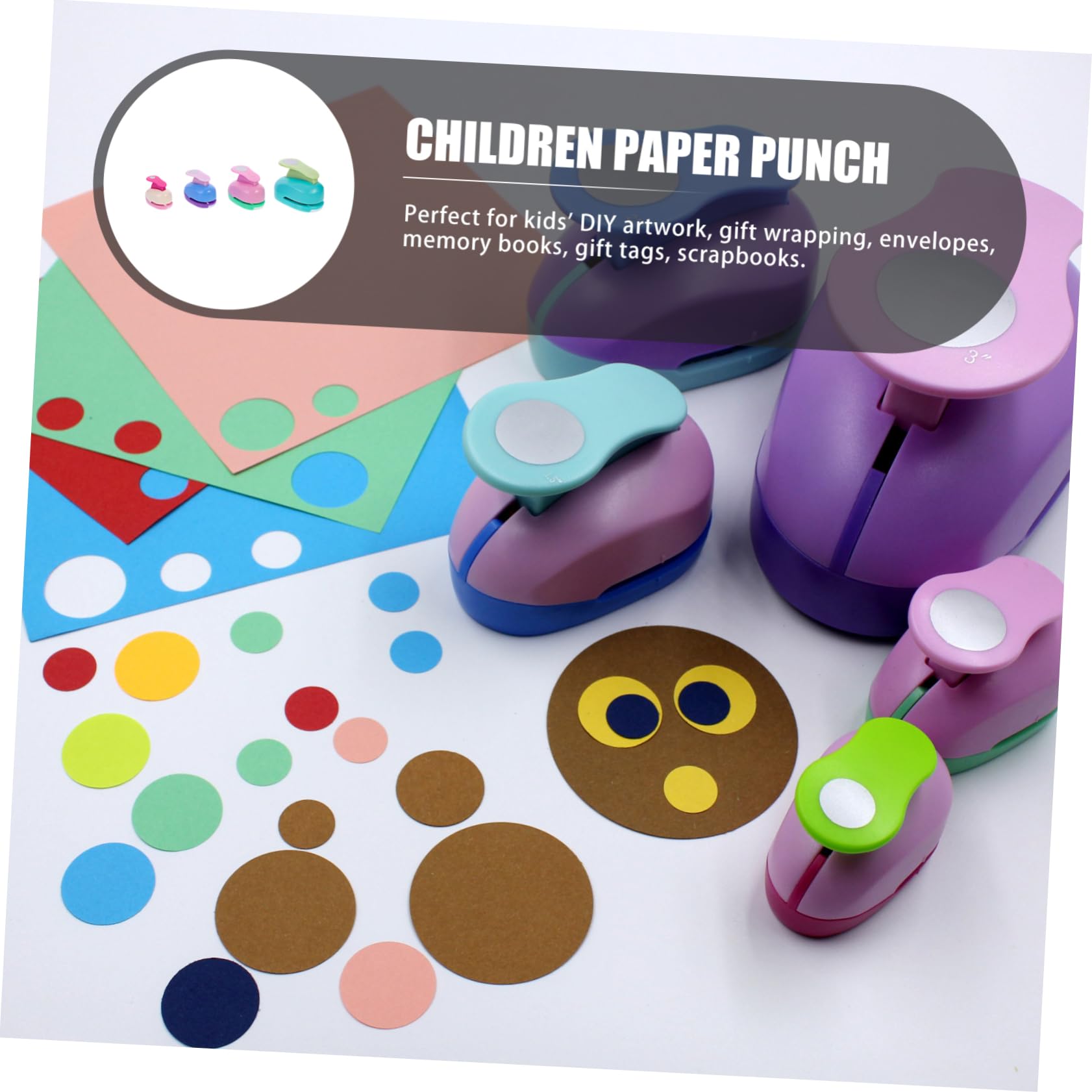 4pezzi Puncher Per Carta Strumenti Creativi Per Ragazzo Ragazza Fustelle Per Biglietti Scrapbooking e Fai Da Te Con Forme Rotonde Colori Variabili