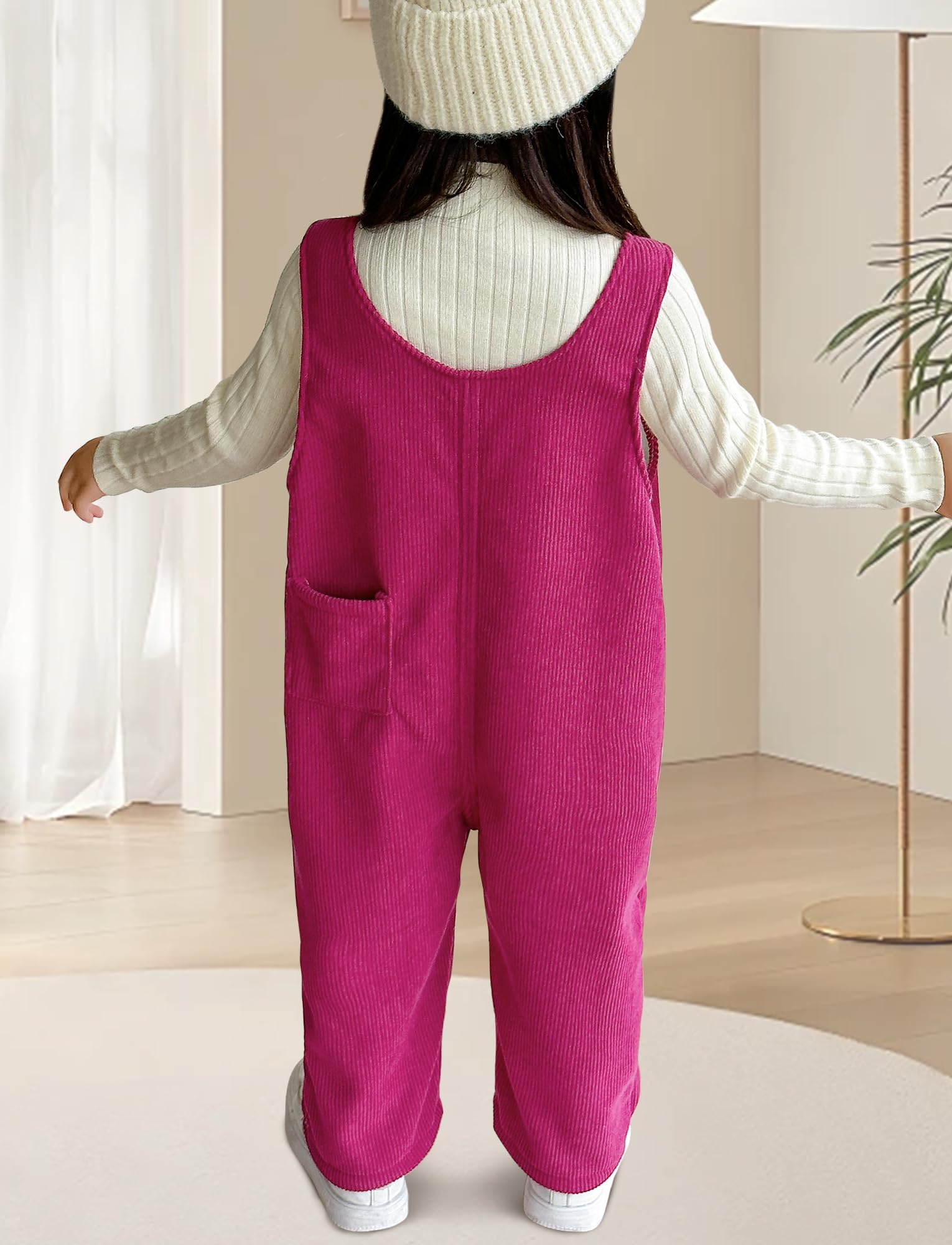 Happy Cherry - Bebé Pantalones de Peto de Pana Niño Niña Overol Pana Invierno con Forro Infantil Mono Vintage Caliente Pantalón de Tirantes con Bolsillos para Primavera Otoño - 6 Meses - 5 Años