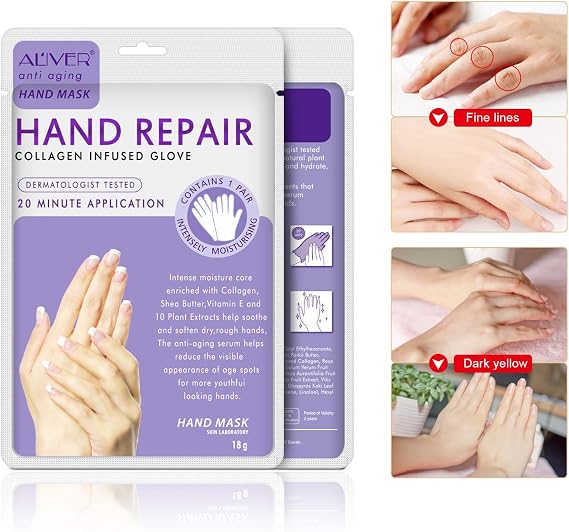 Hand Mask Hand Moisturizing Gloves Mask for Dry,Cracked Hands and Anti-aging,Repair Rough Skin (4 Packs, Lavender)