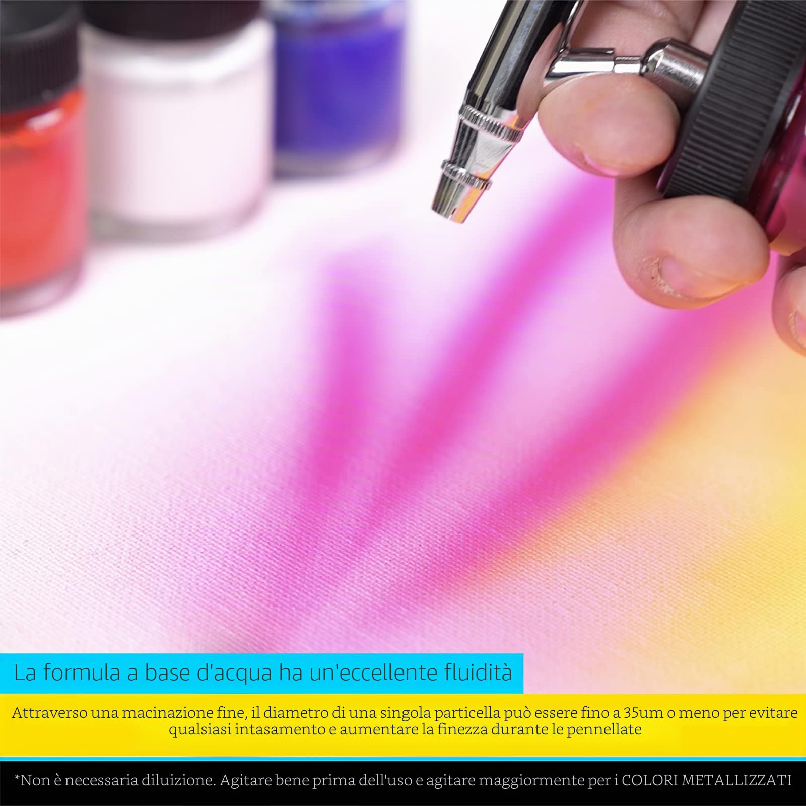 MEEDEN Colori Acrilici per Aerografo - 60 x 30ml a Base d'Acqua non è necessario diluire - Vernice Professionale per Modellismo Pittura