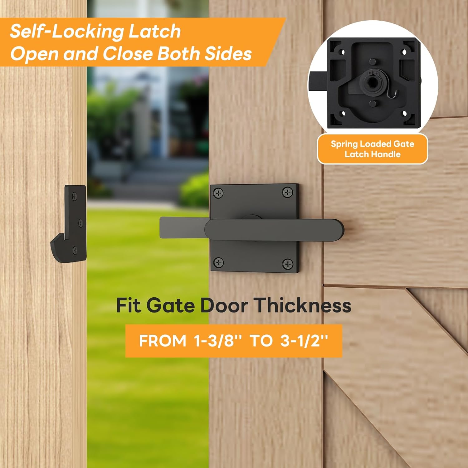 DIYHD Heavy Duty Anti-Sag Gate Kit with Right-Opening Latch, Adjustable Bracket Gate Frame Hardware for Wooden Fence or Patio, Fits 24"-60" Wide, Works with 2x4 Lumber (Wood Not Included)