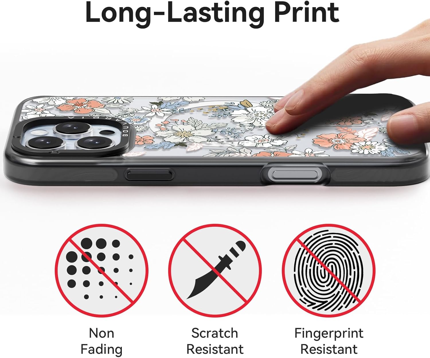 Bouvardia for iPhone 16 Pro Max Case, Compatible with Magsafe, Cute Design for Women & Girls, Protective & Aesthetic, Floral Theme - Flowers in Bloom (Gray Bumper)