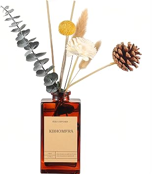 Reed Diffuser Set with Flower, 5.07oz Sea Salt Sage Jasmine Diffuser Stick Scent of Fragrance Essential Oil,for Bathroom Diffuser Home Bedroom Office Decor