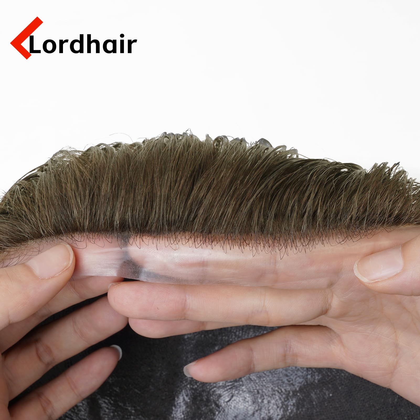 Lordhair Toupee for Men with 100% European human hair 8x10 inch Hairpiece for Men 0.03mm Ultra Thin Skin Hairsystem All V-looped Mens Toupee (Light Brown #7) - Image 4
