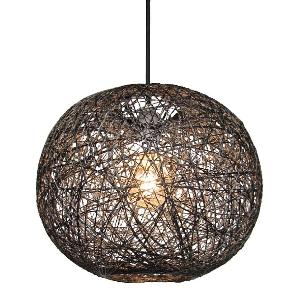 Britalia Black Woven String Ball Vintage Retro Easy Fit Round Globe Dome Pendant Shade | 26cm Diameter (10") | None Electric Ceiling Lampshade | Fits All Lampholder Types E27 E14 B15 B22