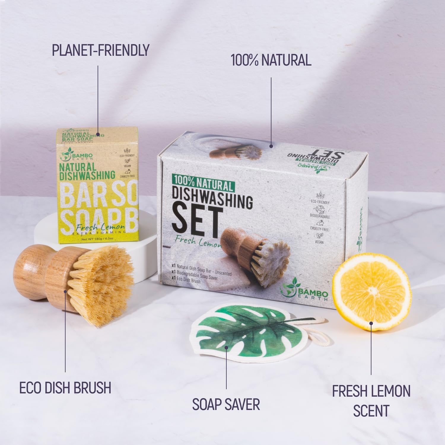 Natural Non-Toxic Dish Washing Soap - Dyes And Fragrance Free - Vegan Cruelty-Free Eco-Friendly And Zero Waste Dishwashing Handmade Solid Bar Soaps Detergent & Biodegradable (Lemon Bundle) image 2